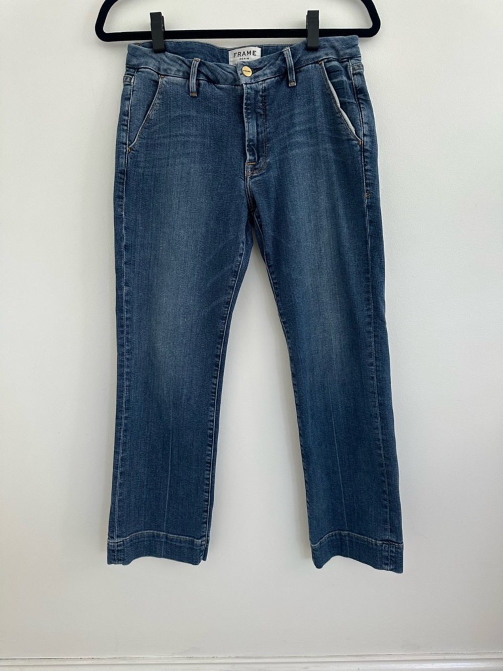 Frame Denim Indigo Cropped Ankle Jeans